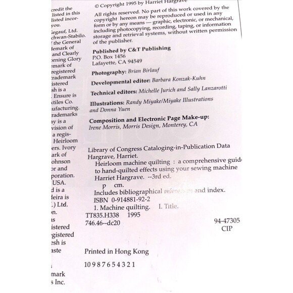 Heirloom Machine Quilting   Book   By    Harriet Hargrave Signed - Picture 8 of 8